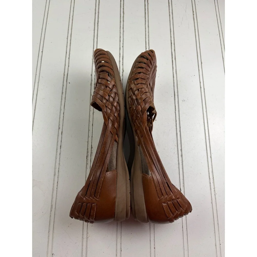 Natural Soul Naturalizer Brown Leather Huarache Woven Sandals Women's Size 7.5